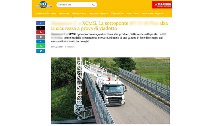 欧洲媒体e-CONSTRUCTION点赞云顶集团桥梁检测车